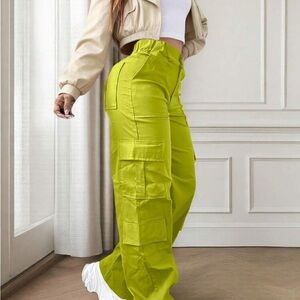 Women's Wide Leg Cargo Pants in Light Purple, green pants similar version